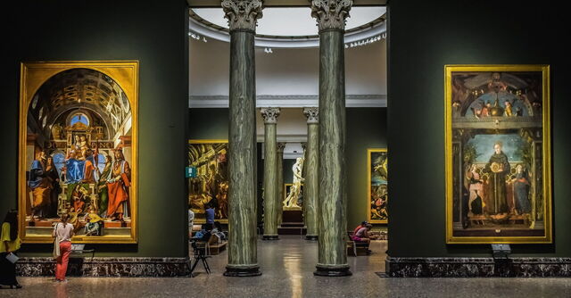 Vista de una zona abovedada de la Pinacoteca di Brera