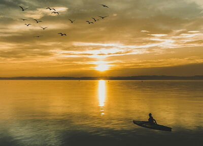 Kayak en el lago de Garda