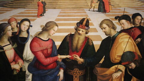 El matrimonio de la Virgen por Raphael (en Brera)