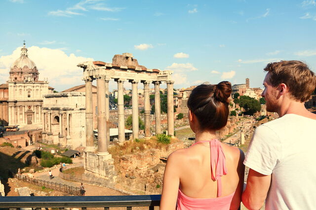 Turistas en Roma