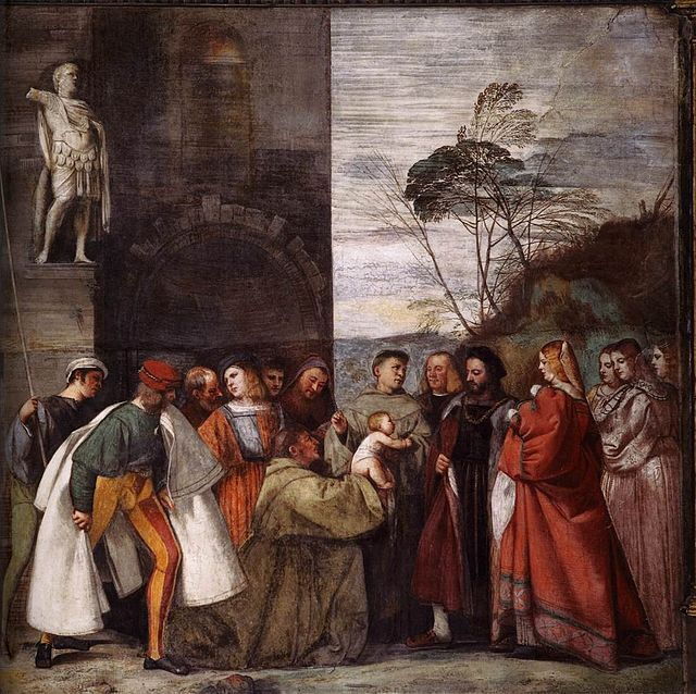 Milagro del Niño recién nacido, Tiziano