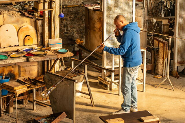 Fabricación de cristal de Burano