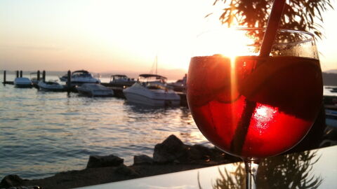 Mirando sobre el lago de Garda