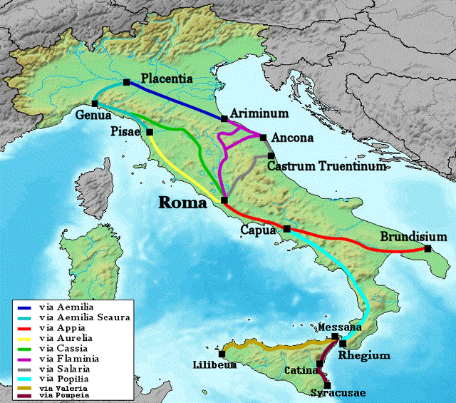Mapa de las antiguas vías romanas