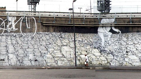 Graffiti por Blu en Milan, Piazza Monte Titano