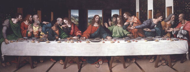 Pintura restaurada de la última cena