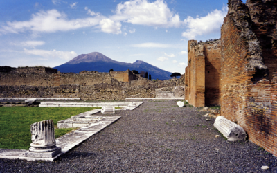 Vista de Vesuvius desde Pompeya