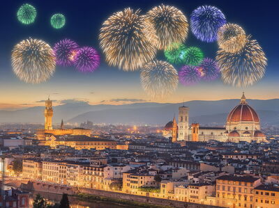 Fuegos artificiales sobre Florencia