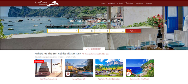 Villas de última minuto en Italia en la página web
