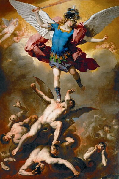 Pintura del angel y el diablo