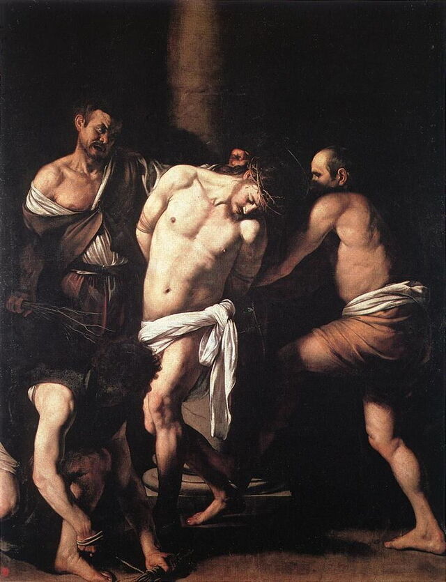 La Flagelación de Caravaggio. c. 1607-1608