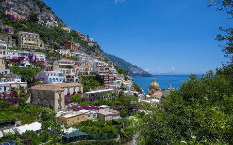 Villa Deli, In Positano, Sea View, Ac: Cielo, Agua, Edificio, Planta, Azur, Árbol, Cuerpo De Agua, Costeras Y Los Accidentes Geográficos Oceánico, Paisaje Natural, Montaña