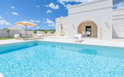 Il Casalino - Corte dei Messapi: Cielo, Agua, Edificio, Tiempo De Día, Propiedad, Nube, Azur, Azul, Planta, Piscina