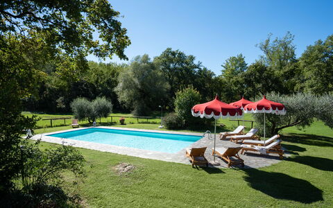 Villa Marina: Planta, Agua, Cielo, Piscina, Sombra, Paraguas, Árbol, Edificio, Mueble Para Exteriores, Silla