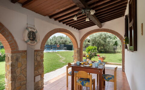 Villa Il Cipresso: Planta, Mesa, Mueble, Maceta, Madera, Silla, Sombra, Porche, Planta De Casa, Diseño De Interiores