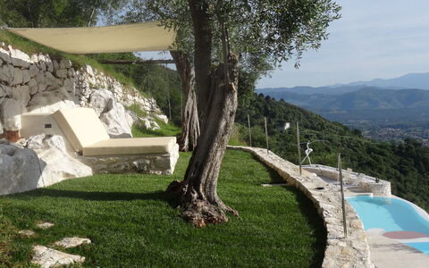 Villetta Farfallina: Propiedad, Árbol, Hierba, Arquitectura, Casa, Paisaje, Planta, Piscina, Edificio, Bienes Raíces