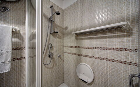 49 Little House: Alcachofa De La Ducha, Arreglo De Tubería, Barra De La Ducha, Baño, Ducha, Puerta De La Ducha, Diseño De Interiores, Pared, Línea