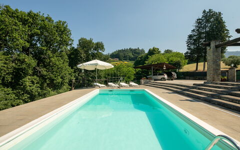 Grezzano Villa: Agua, Planta, Cielo, Propiedad, Piscina, Árbol, Azur, Sombra, Cuerpo De Agua, Hierba