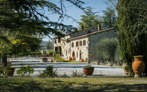 Villa Di Gaiole: Planta, Edificio, Cielo, Ventana, Maceta, Árbol, Casa, Hierba, Paisaje, Fachada