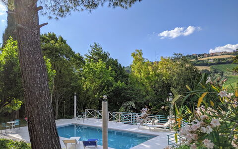 Villa Millefiori: Agua, Planta, Cielo, Nube, Piscina, Paisaje Natural, Árbol, Sombra, Ocio, Bienes Raíces