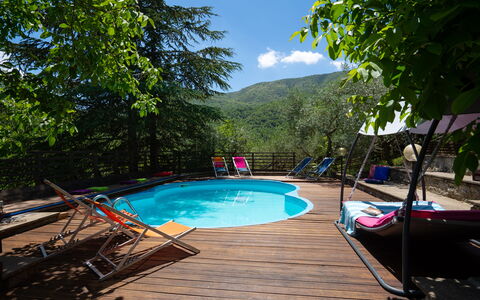 Villa La Vigna: Agua, Planta, Cielo, Piscina, Nube, Azur, Sombra, Árbol, Paisaje Natural, Montaña