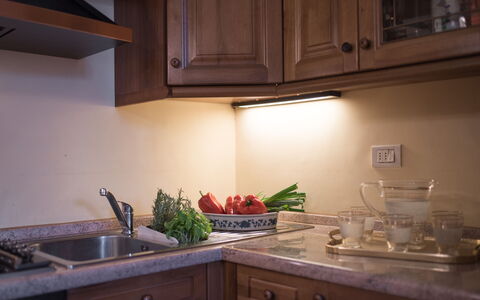 Duomo Suite: Mostrador, Gabinetes, Propiedad, Fregadero, Comida, Lavabo, Cocina, Estufa De Cocina, Aparato De Cocina, Madera