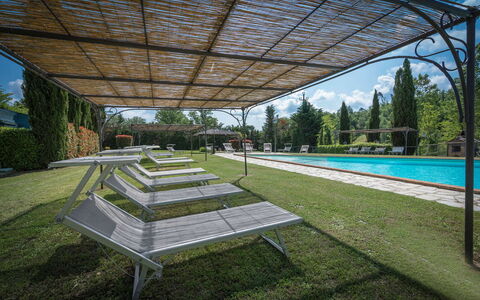 Mulino Al Suono - Badia Agnano, Toscana: Planta, Agua, Cielo, Botánica, Sombra, Diseño Urbano, Árbol, Hierba, Piscina, Techo