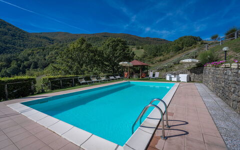 La Vecchia Fornace La Piastra Apartments - Abetone: Agua, Cielo, Edificio, Planta, Nube, Piscina, Azur, Rectángulo, Árbol, Casa