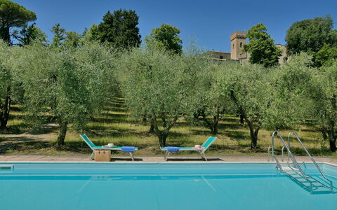 Torre Di Montelopio: Agua, Planta, Cielo, Piscina, Azur, Mueble Para Exteriores, Árbol, Cuerpo De Agua, Hierba, Paisaje Natural