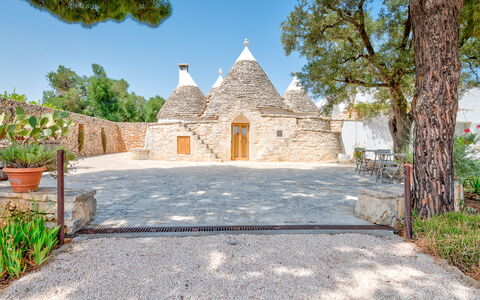 Villa Del Capitolo Con Trullo: Cielo, Planta, Maceta, Árbol, Superficie De La Carretera, Puerta, Área Rural, Paisaje, Hierba, Fachada