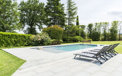 Casa del Marchese, Pool, Wifi, Castell' Arquato: Planta, Cielo, Piscina, Agua, Árbol, Mueble Para Exteriores, Sombra, Rectángulo, Hierba, Sofá