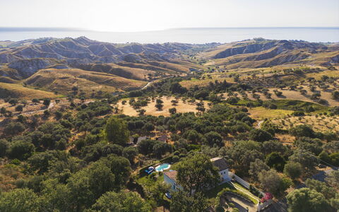 Villa Acquaro, Santa Caterina Dello Ionio, Pool, A: Paisaje, Área Rural, Inmuebles, Chaparral, Fotografía Aérea, Pueblo De Montaña