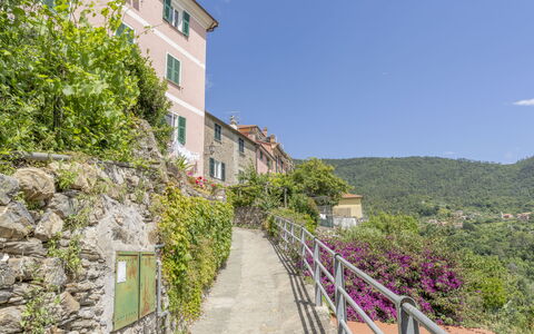 Emma House, Terrace and Sea View, Moneglia: Planta, Cielo, Propiedad, Edificio, Ventana, Vegetación, Pendiente, Flor, Árbol, Pared
