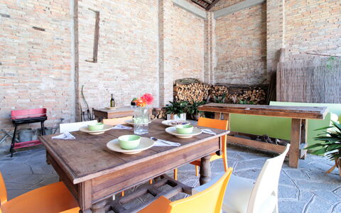 La Casa Dei Nonni, House With Private Pool, Torino: Mesa, Mueble, Propiedad, Edificio, Planta, Diseño De Interiores, Madera, Silla, Vajilla, Ladrillo