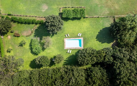 Casale Rosa: Piscina, Jardín, Césped, Sombra, Paisajismo, Parque, Yarda, Patio Interior, Plantación, Hojas Perennes