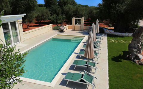 Villa Adriatica Near Ostuni Puglia: Agua, Propiedad, Planta, Piscina, Cielo, Rectángulo, Edificio, Sombra, Árbol, Hierba