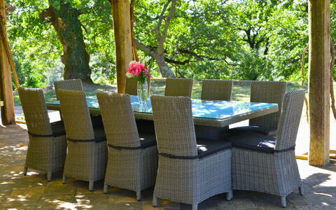 Villa Il Troscione: Mueble, Mueble Para Exteriores, Silla, Mesa Al Aire Libre, Sombra, Patio, Mimbre, Jardín, Cocina Y Comedor Mesa, Patio Interior