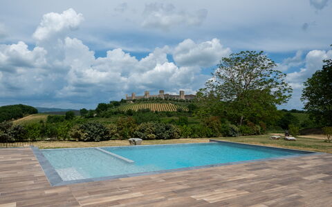 Le Volte, Borgo Campassini, Monteriggioni: Piscina, Jardín, Losa, Paisajismo, Sombra, Suelos De Madera, Pasarela, Patio Interior, Mueble Para Exteriores, Loseta