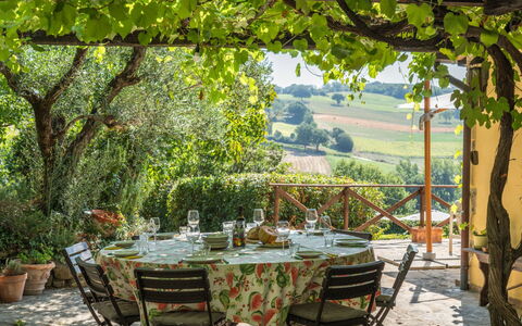 La Piccola Oasi: Mueble, Mesa, Silla, Manteles, Cocina Y Comedor Mesa, Mesa Al Aire Libre, Restaurante, Mueble Para Exteriores, Jardín, Sombra