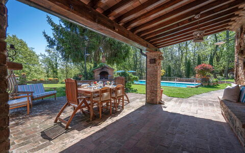 Grace Home, Pool, Wifi, Gambassi Terme: Mueble, Madera, Silla, Mesa, Mueble Para Exteriores, Sombra, Jardín, Inmuebles, Ladrillo, Patio Interior