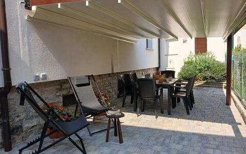 Irene: Toldo, Maceta, Sombra, Estructura Al Aire Libre, Planta De Casa, Patio, Manchas De Madera, Pérgola, Mueble Para Exteriores, Patio