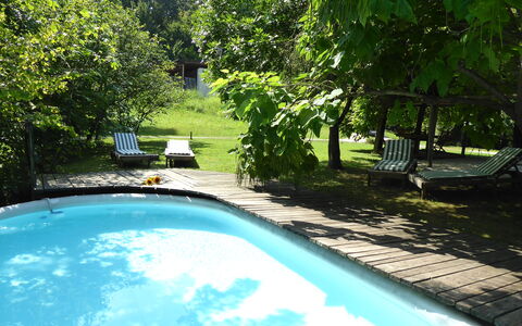 Chalet Fagarè, Pool, Sauna, Prosecco Hills: Piscina, Mueble Para Exteriores, Mueble, Sombra, Patio Interior, Recurso, Jardín, Silla, Paraguas, Ocio