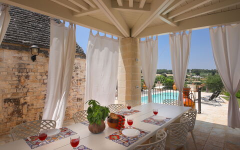 Trulli Retreat, Pool, Locorotondo: Mueble, Silla, Diseño De Interiores, Mesa, Mueble Para Exteriores, Piscina, Recurso, Eco Hotel, Planta De Casa, Sombra