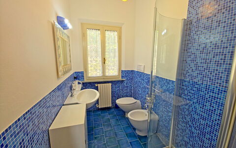 Villa Il Giardino: Azul, Piso, Suelo, Diseño De Interiores, Loseta, Material Compuesto, Arreglo De Tubería, Baño, Cerámico