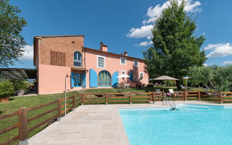 Agriturismo le Due Querce: Inmuebles, Mueble Para Exteriores, Hacienda, Villa, Casa De Campo, Yarda, Sombra, Patio Interior, Paisajismo, Piscina