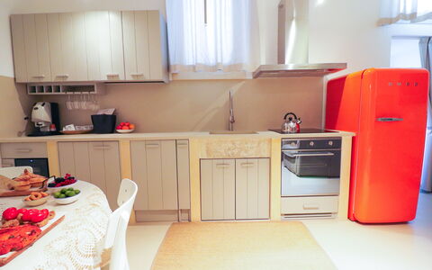 Bacchus: Historic Charming Home: Aparato De Cocina, Cocina, Electrodoméstico, Diseño De Interiores, Mostrador, Mueble, Electrodoméstico, Madera, Refrigerador, Piso