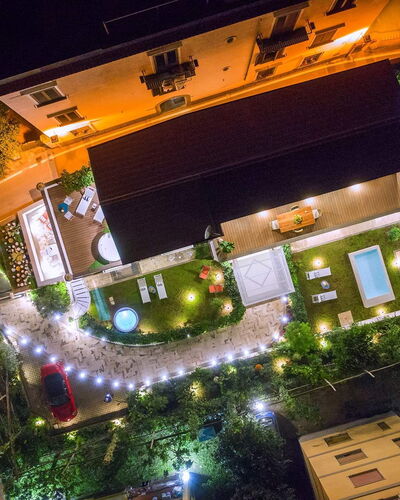 Suite Agave: Noche, Jardín, Piscina, La Iluminación Del Paisaje, Paisajismo, Recurso, Patio Interior, Patio, Yarda, Vista Panorámica