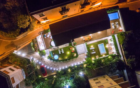 The Ivy Villa: Noche, Jardín, Piscina, La Iluminación Del Paisaje, Paisajismo, Recurso, Patio Interior, Patio, Yarda, Vista Panorámica