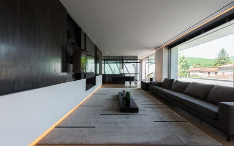 Villa Bilor Luxe: Piso, Diseño De Interiores, Madera, Suelo, Techo, Arquitectura, Mueble, Encendiendo, Sala, Suelos De Madera