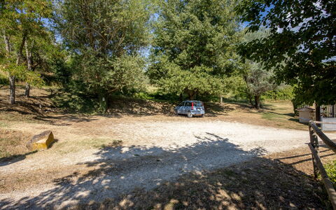 Il Giuncheto, Pool, Amazing View, Umbrian Countrys: Árbol, Sendero, Suelo, Carro Familiar, Estacionamiento, Entrada De Coches, Sombra